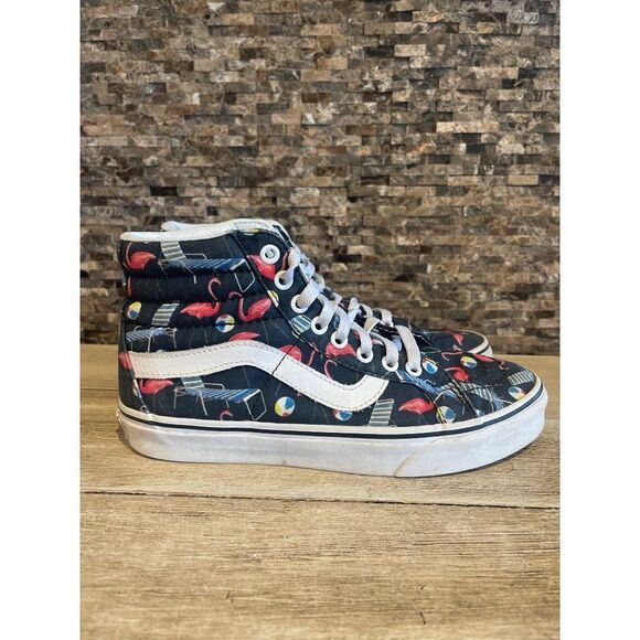 Vans SK8 Hi Reissue Mens Black Pool Flamingo Shoes Size US Mens 6 Wo's 7.5 - Picture 1 of 8